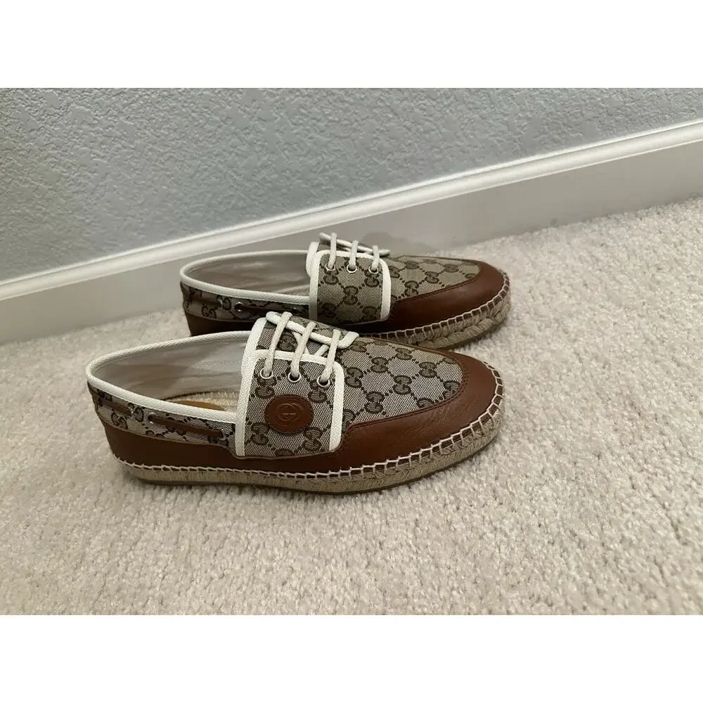 AUTHENTIC GUCCI MONOGRAM ESPADRILLES 725799 GG 7 (fits USA 8)